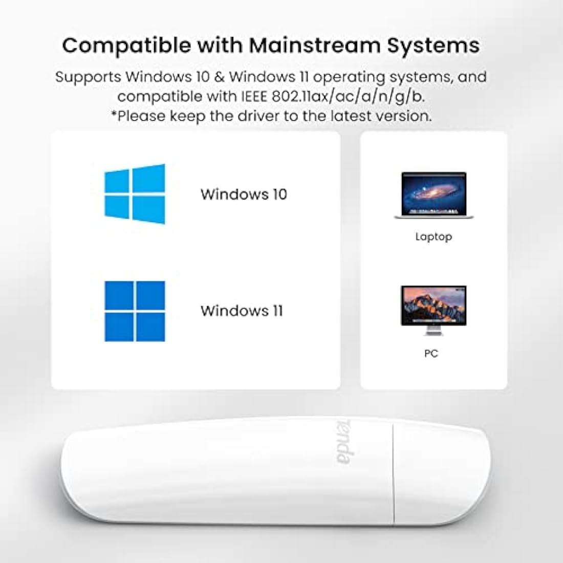 Tenda U18 AX1800 Wi-Fi 6 USB 3.0 Adapter – Dual Band MU-MIMO for PC