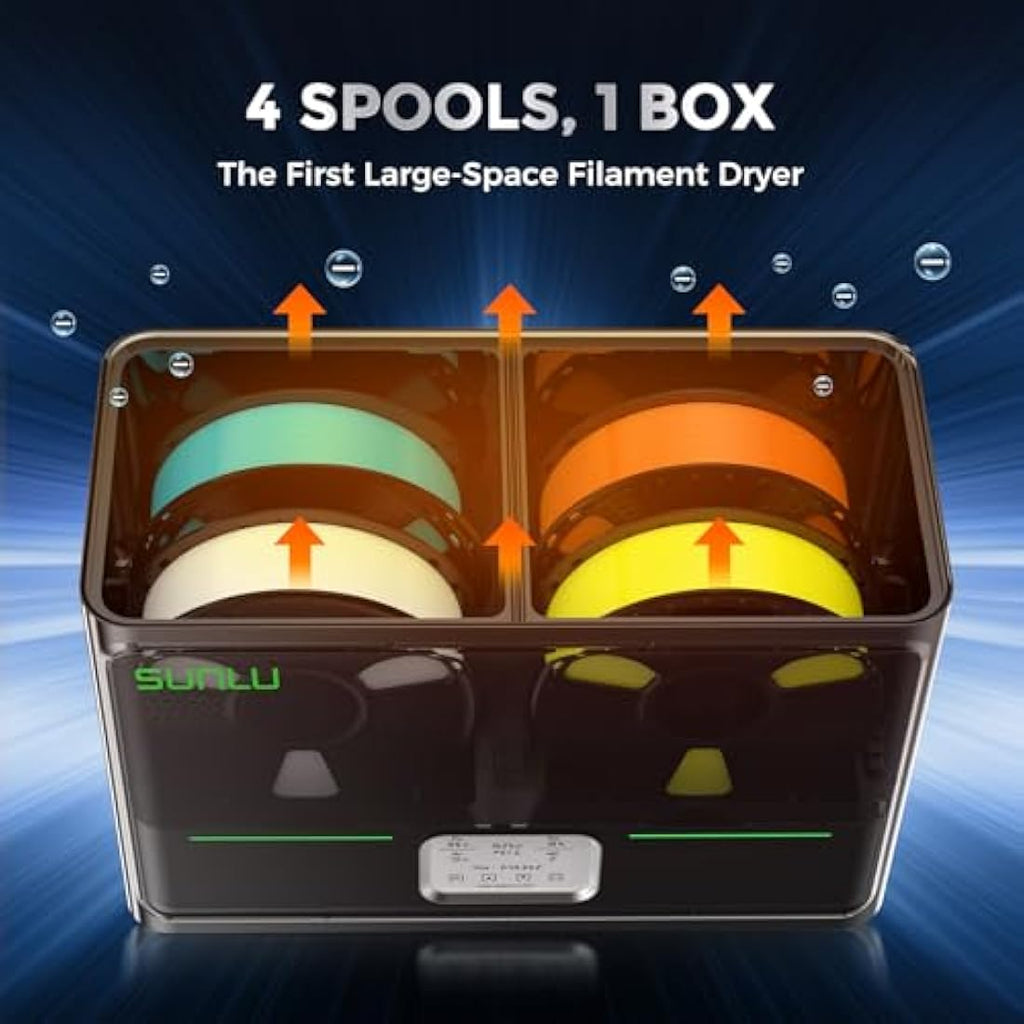 SUNLU S4 Filament Dryer – 4-Spool 3D Printer Dry Box with Humidity Control