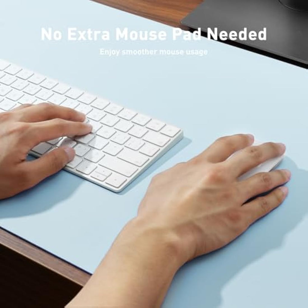Aothia PU Leather Desk Mat | Waterproof Mouse Pad & Protector – Baby Blue