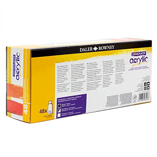 Daler-Rowney Graduate Acrylic Paint Set – 48 Assorted Colours, 22ml
