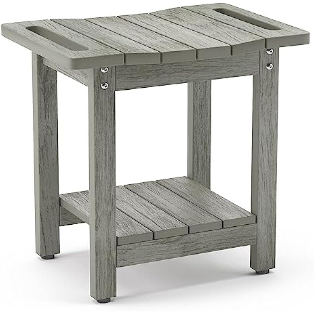 LUE BONA HDPS Shower Bench – Waterproof Bath Stool with Shelf, Grey