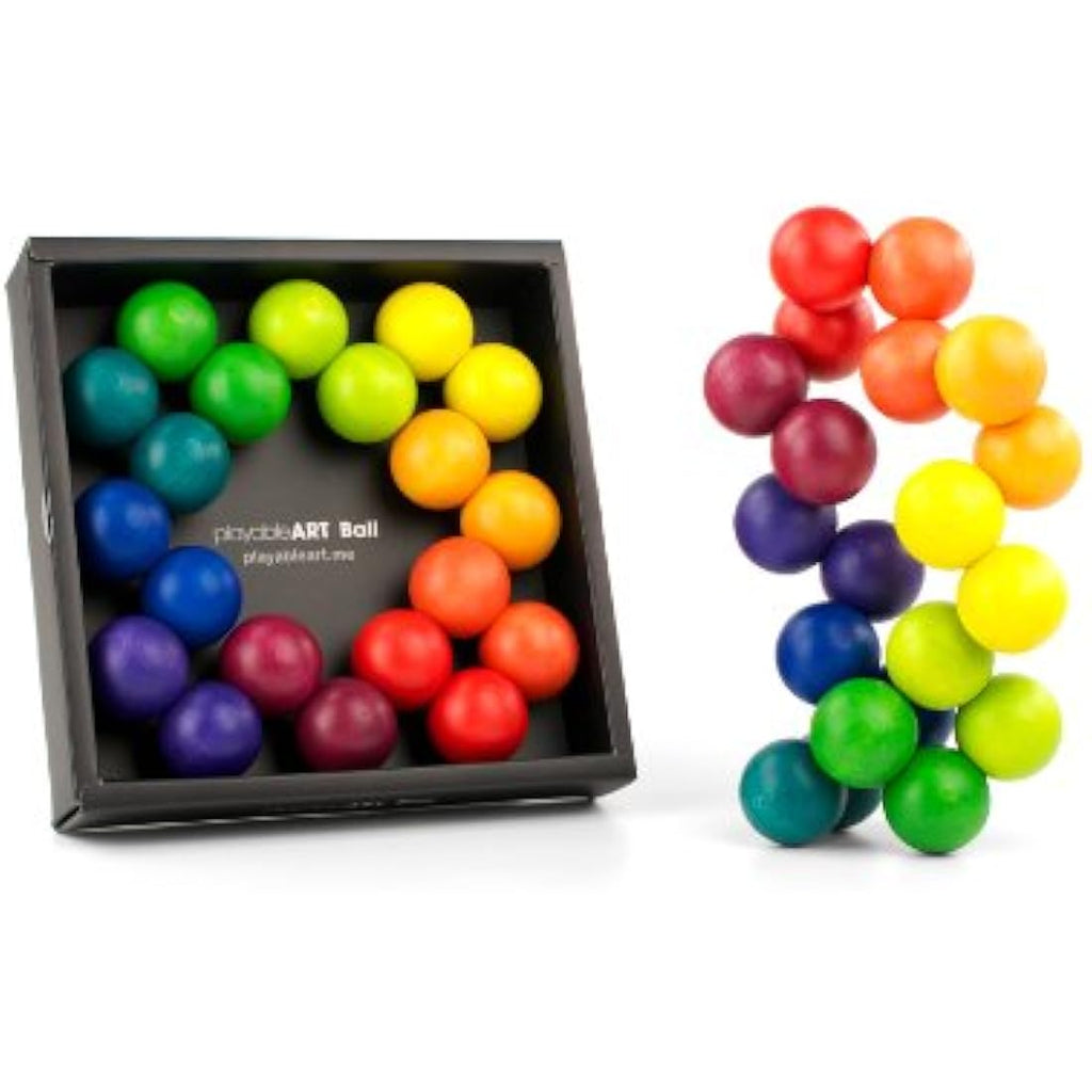Playable ART Ball – Colorful Wooden Sensory Toy & Desk Sculpture