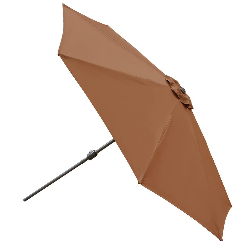 Greenbay 2.7m Round Garden Parasol | Tilt Patio Umbrella - Coffee