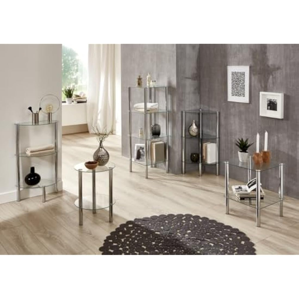 HAKU Möbel Modern Glass End Table – Chrome Steel & Tempered Glass