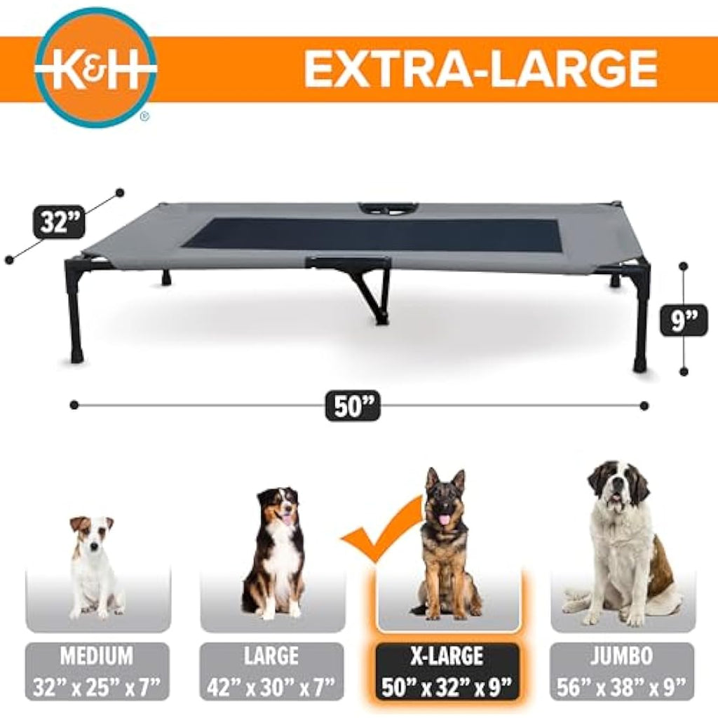 K&H Pet Products Elevated Dog Bed – Cooling Outdoor Cot, XL Grey