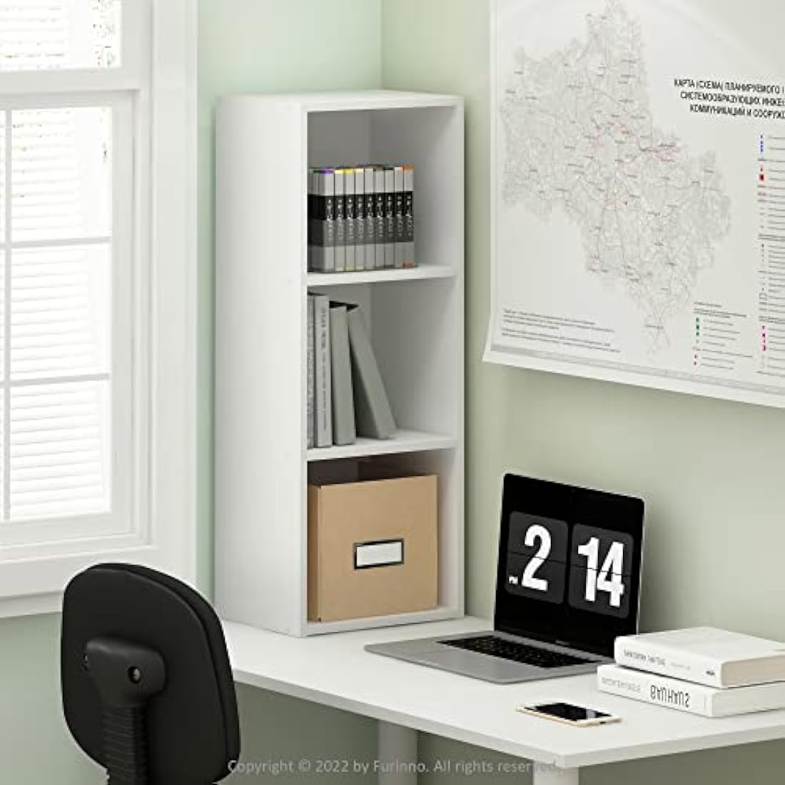 Furinno Pasir 3-Tier Open Shelf Bookcase – White Composite Wood