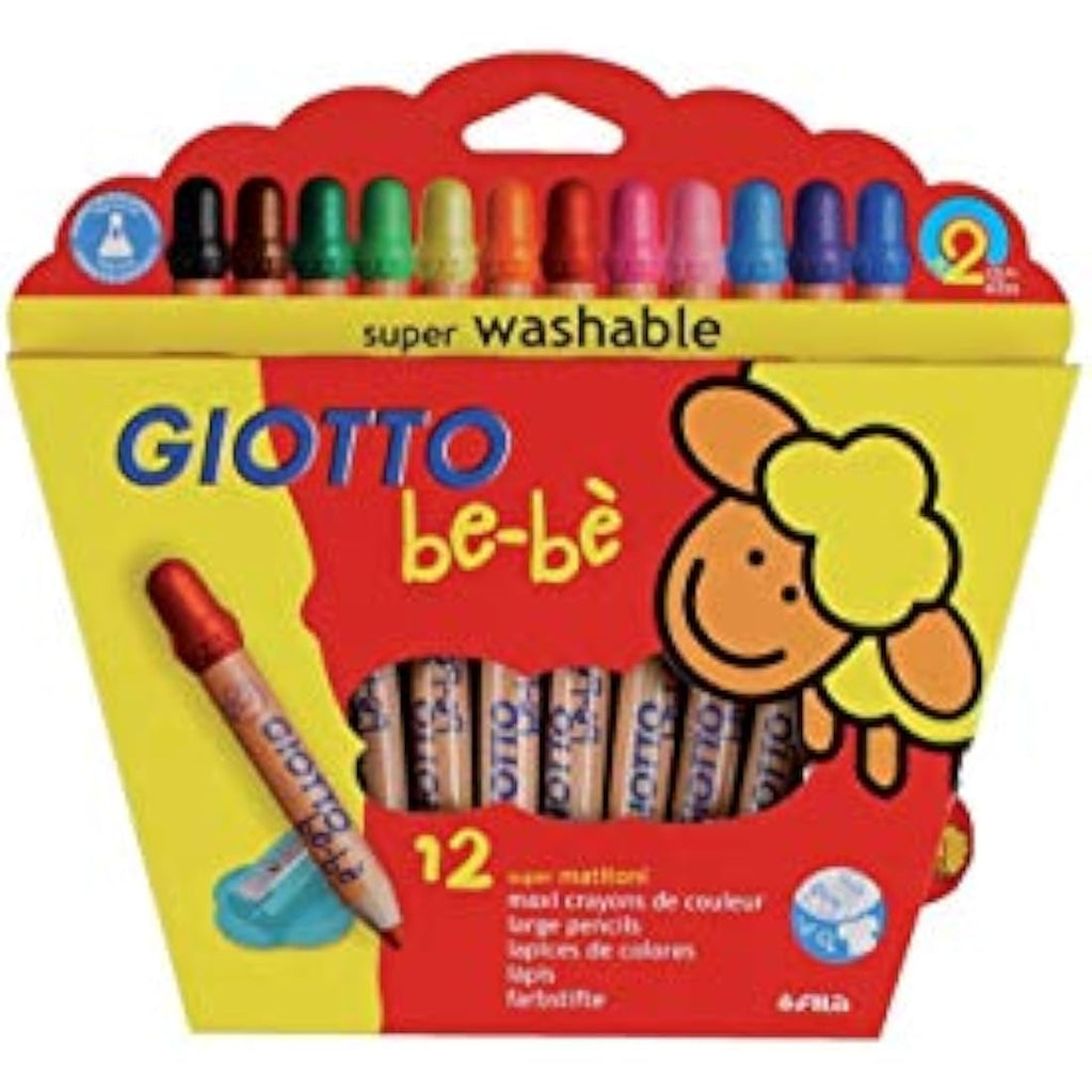 GIOTTO be-bè Large Colouring Pencils – 12 Washable Colours for Ages 2+