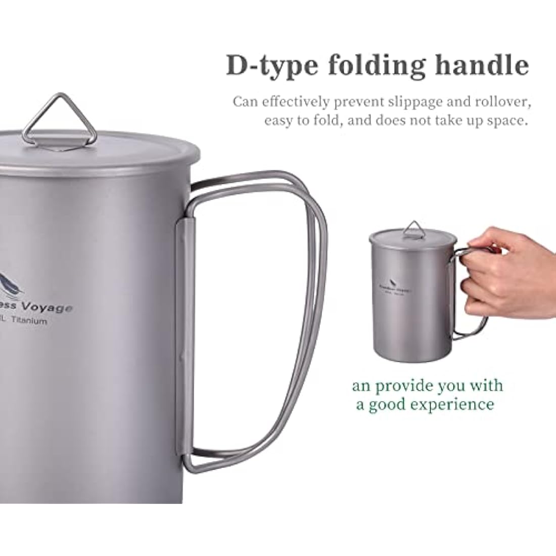 iBasingo Titanium 1050ml Bottle & 600ml Nesting Cup Set for Camping