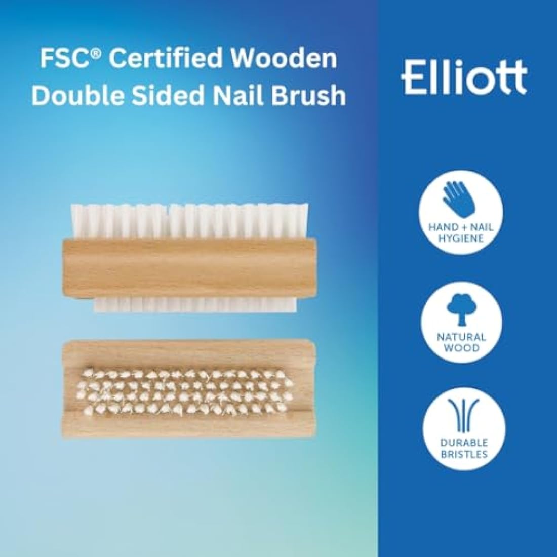 Elliott Double Sided Wooden Nail Brush – Ergonomic Hand Cleaner