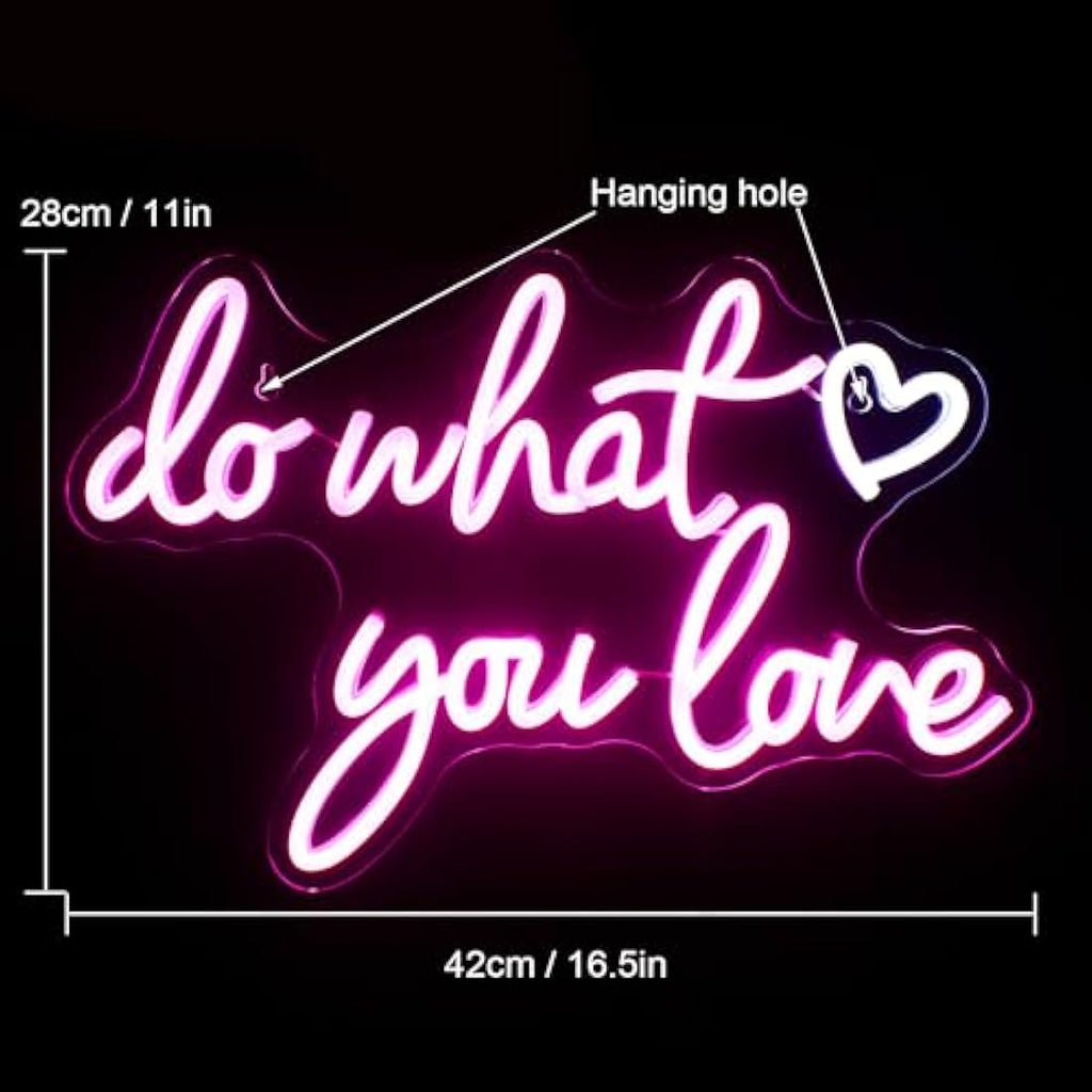 Jolof Store Do What You Love Neon Sign – Pink LED Wall Decor for Bedroom