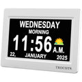TROCOTN 7-Inch Digital Calendar Day Clock for Elderly – Large Display White