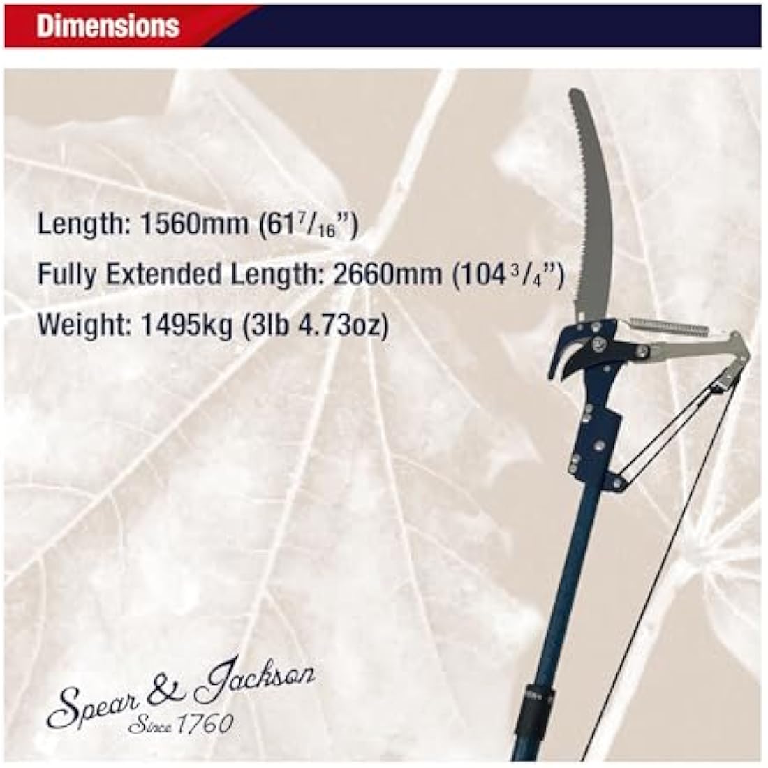 Spear & Jackson Lightweight Telescopic Tree Pruner with 13" Saw