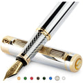 Scriveiner Silver Chrome Fountain Pen – Gold Plated Schmidt Broad Nib