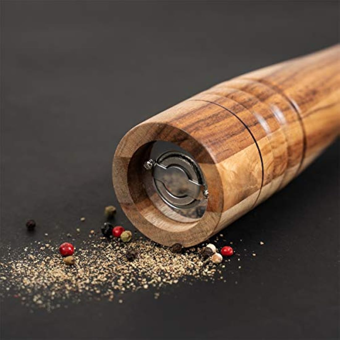 DeroTeno Acacia Wood Pepper Mill – 30cm Adjustable Stainless Grinder
