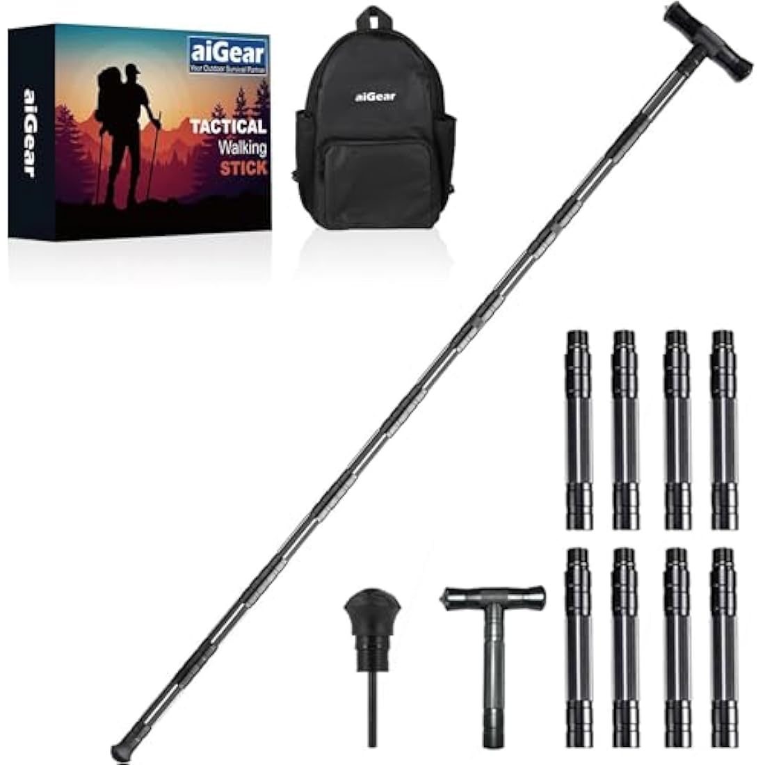 aiGear Tactical Hiking Trekking Poles | 60.9" Aluminum Walking Stick