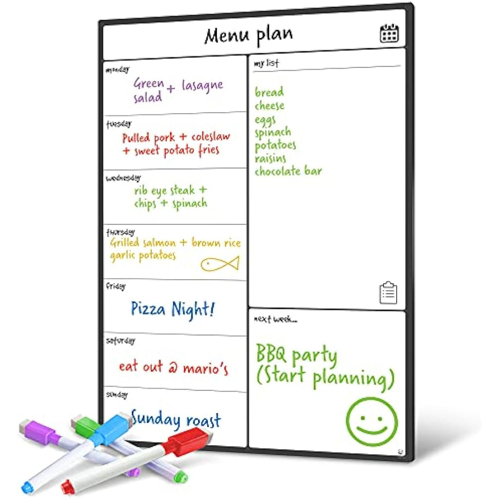 Smart Panda A3 Magnetic Fridge Calendar - Weekly Meal Planner Whiteboard