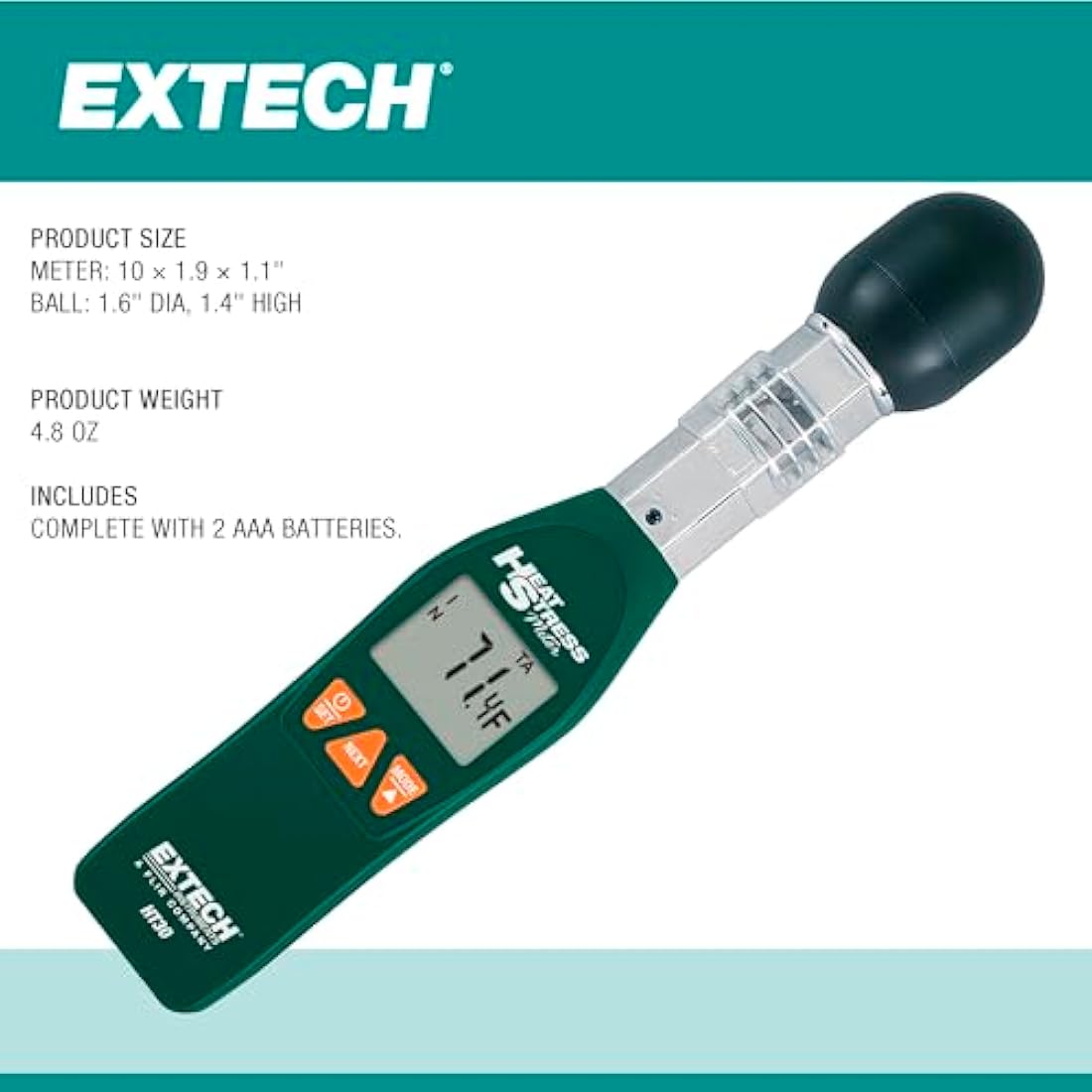 Extech HT30 Heat Stress WBGT Meter | RS-232 Interface & Humidity Sensor