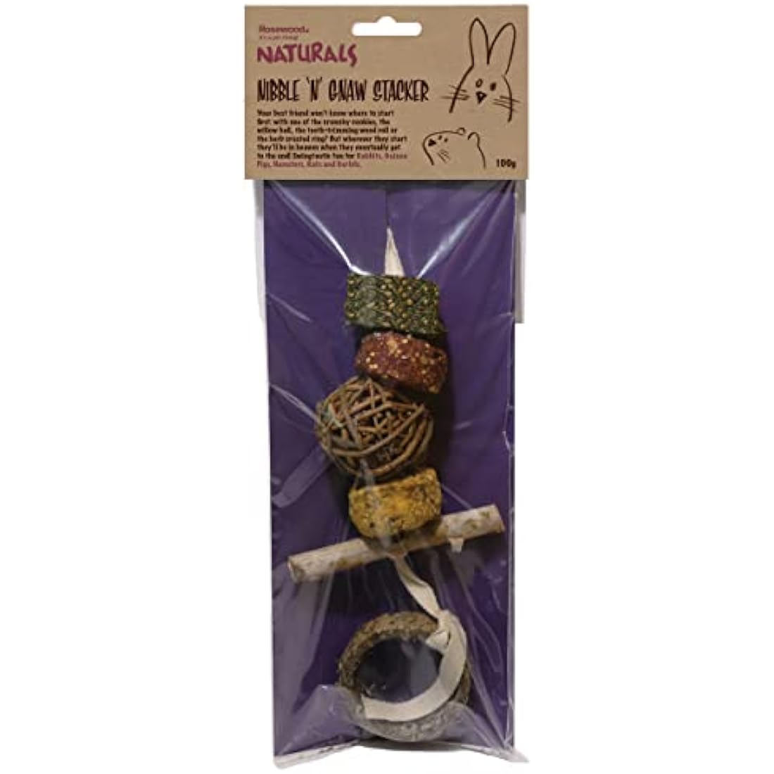 Rosewood Naturals Nibble ‘N’ Gnaw Stacker – Natural Small Animal Treat Toy