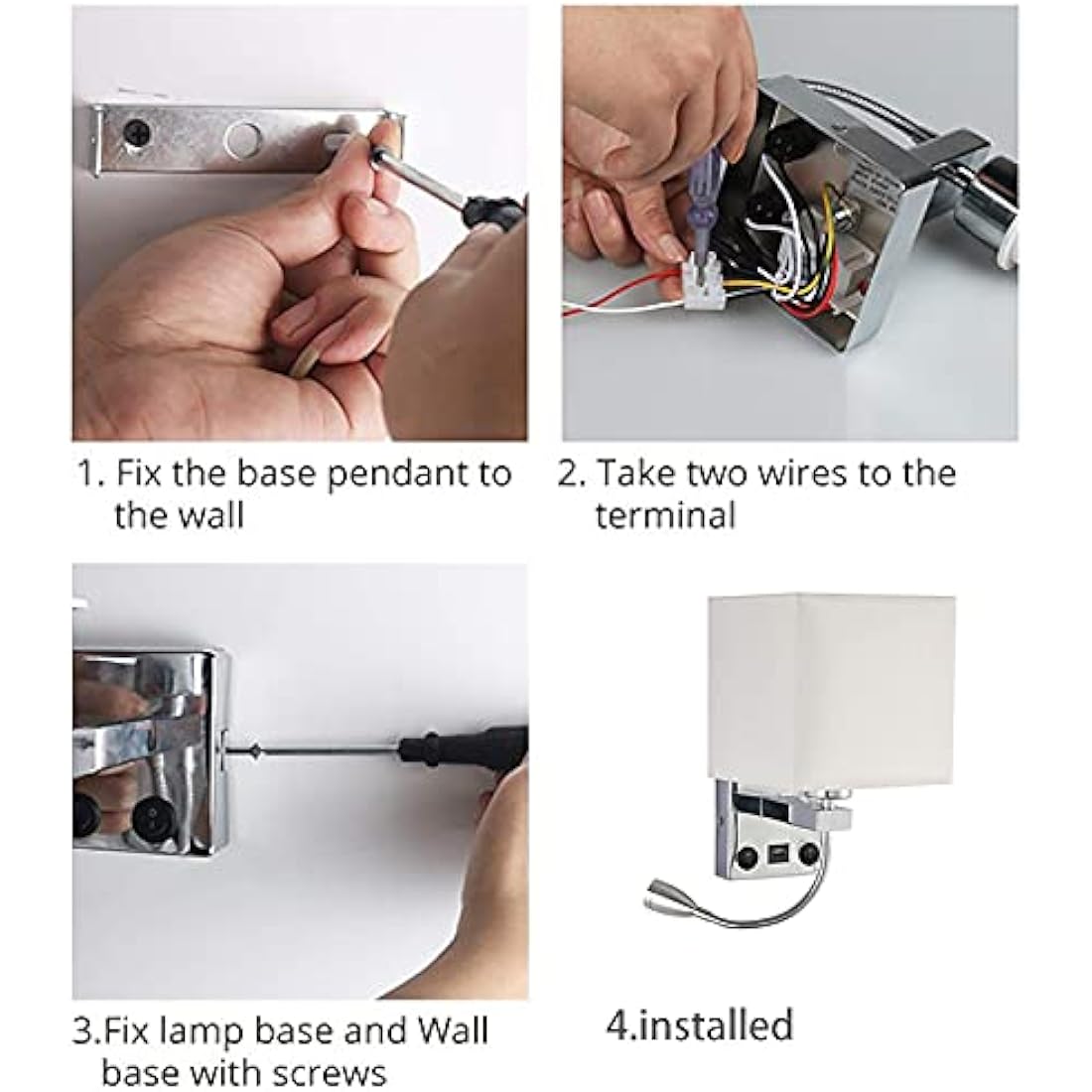 DEECOZY LED Bedside Reading Wall Lamp with USB Port and Gooseneck