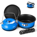 Odoland 5pcs Camping Cookware Mess Kit | Non-Stick Aluminum Pot Pan Set
