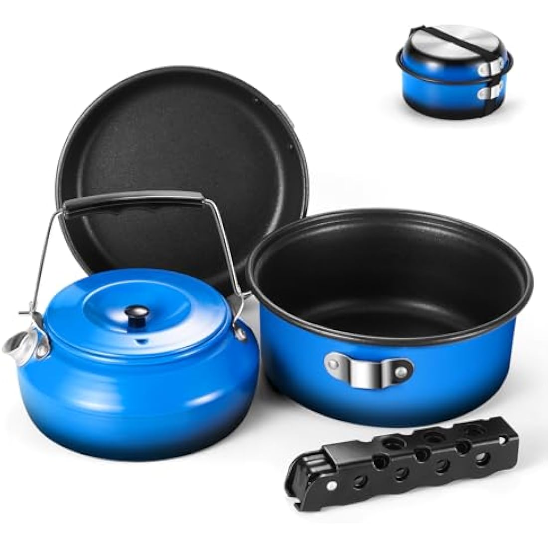 Odoland 5pcs Camping Cookware Mess Kit | Non-Stick Aluminum Pot Pan Set