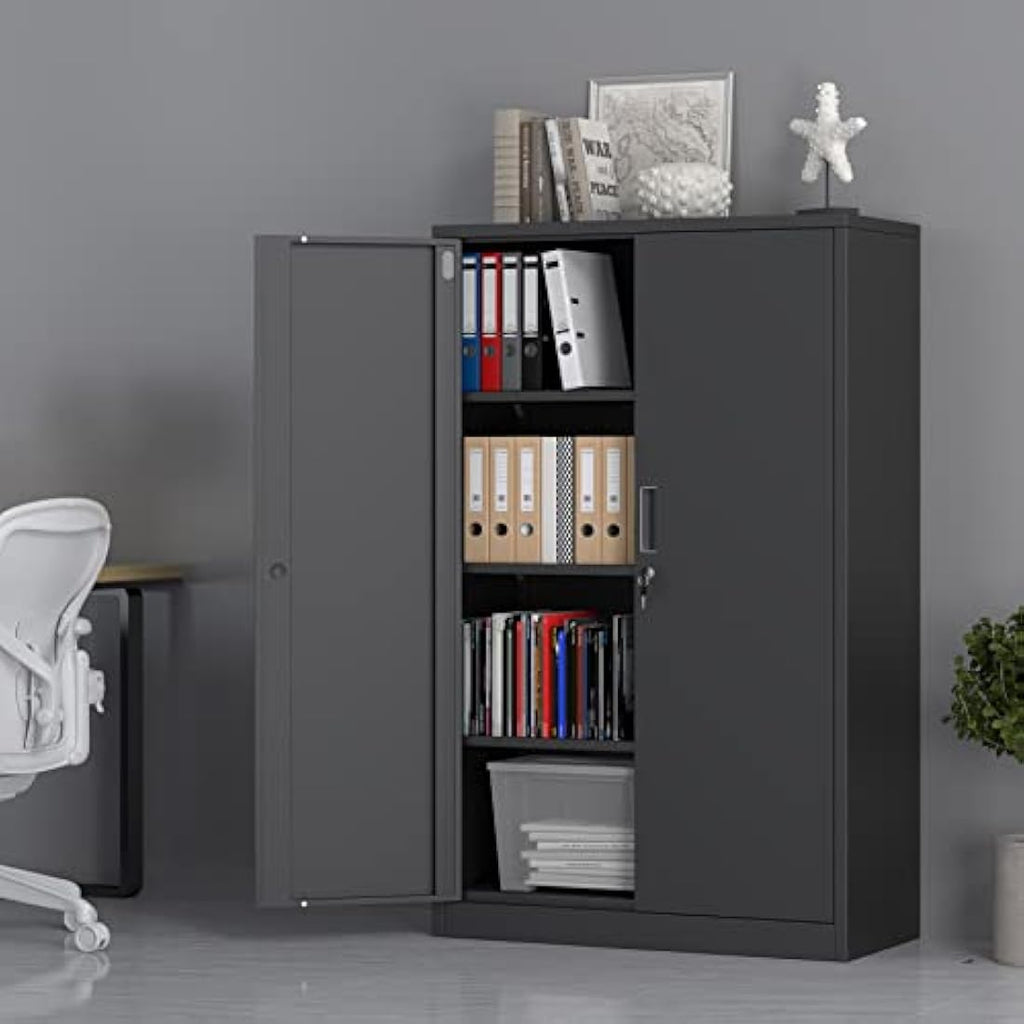 Jolof Store Metal Storage Cabinet | Lockable Steel Cupboard with 3 Shelves