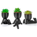 Artificial Succulents - Set of 3 Human Shaped Ceramic Pots