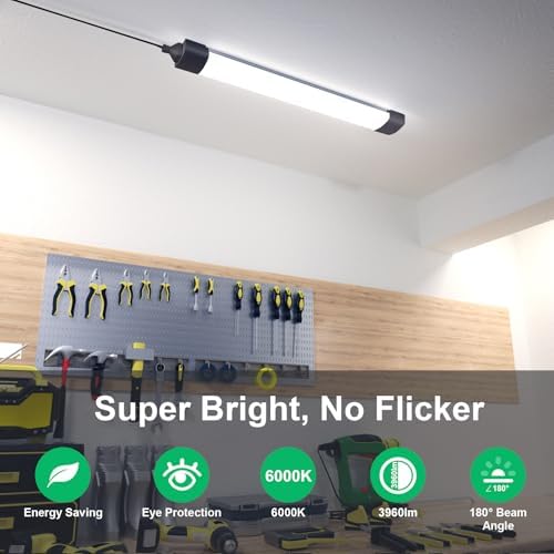 Amdelne 5FT LED Batten Light – 45W IP65 Waterproof Shop Light, 6000K Black