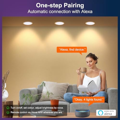 DUSKTEC Smart LED Recessed Downlights | 10W RGBWW Alexa Voice Control