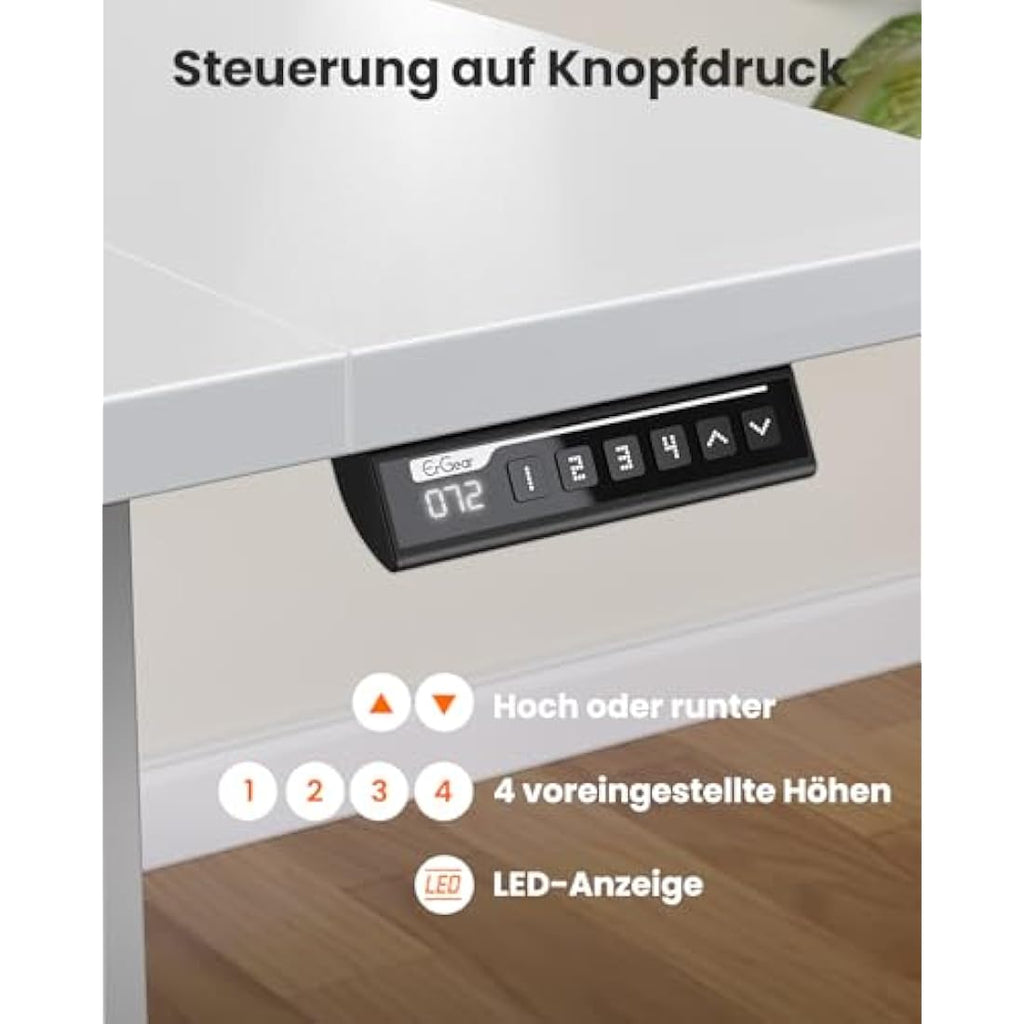 ErGear Electric Standing Desk | 140x80cm Height Adjustable Table with Drawer