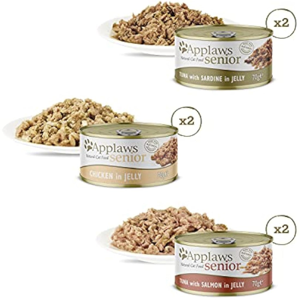 Applaws Senior Wet Cat Food – Tuna & Chicken in Jelly, 6 x 70g Tins