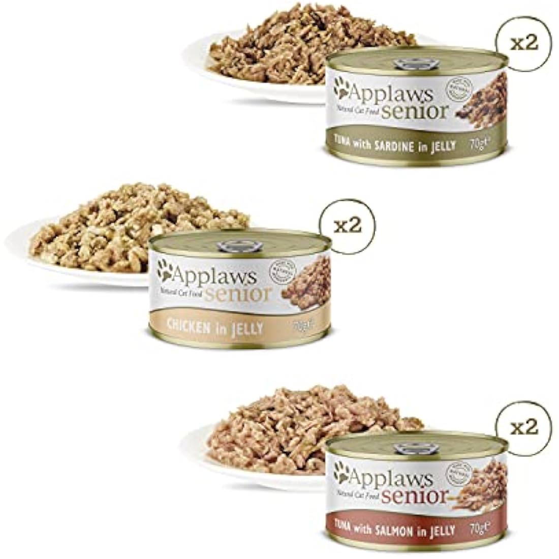 Applaws Senior Wet Cat Food – Tuna & Chicken in Jelly, 6 x 70g Tins