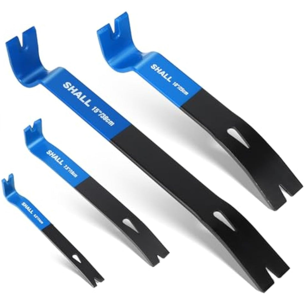SHALL 4-Piece Flat Pry Bar Set | Heavy Duty Steel Nail Puller Tools