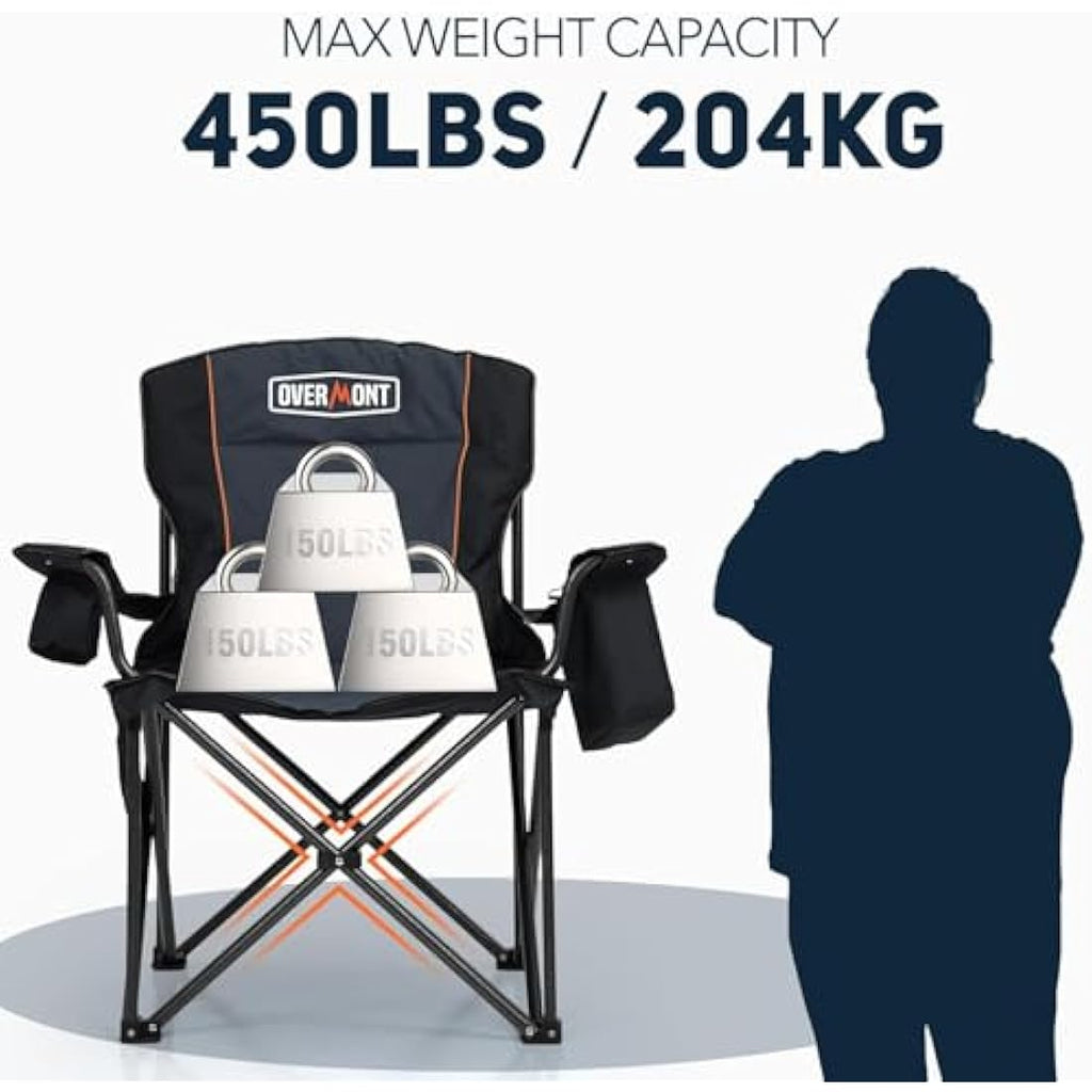 Overmont Heavy Duty Oversized Camping Folding Chair with Cooler Bag