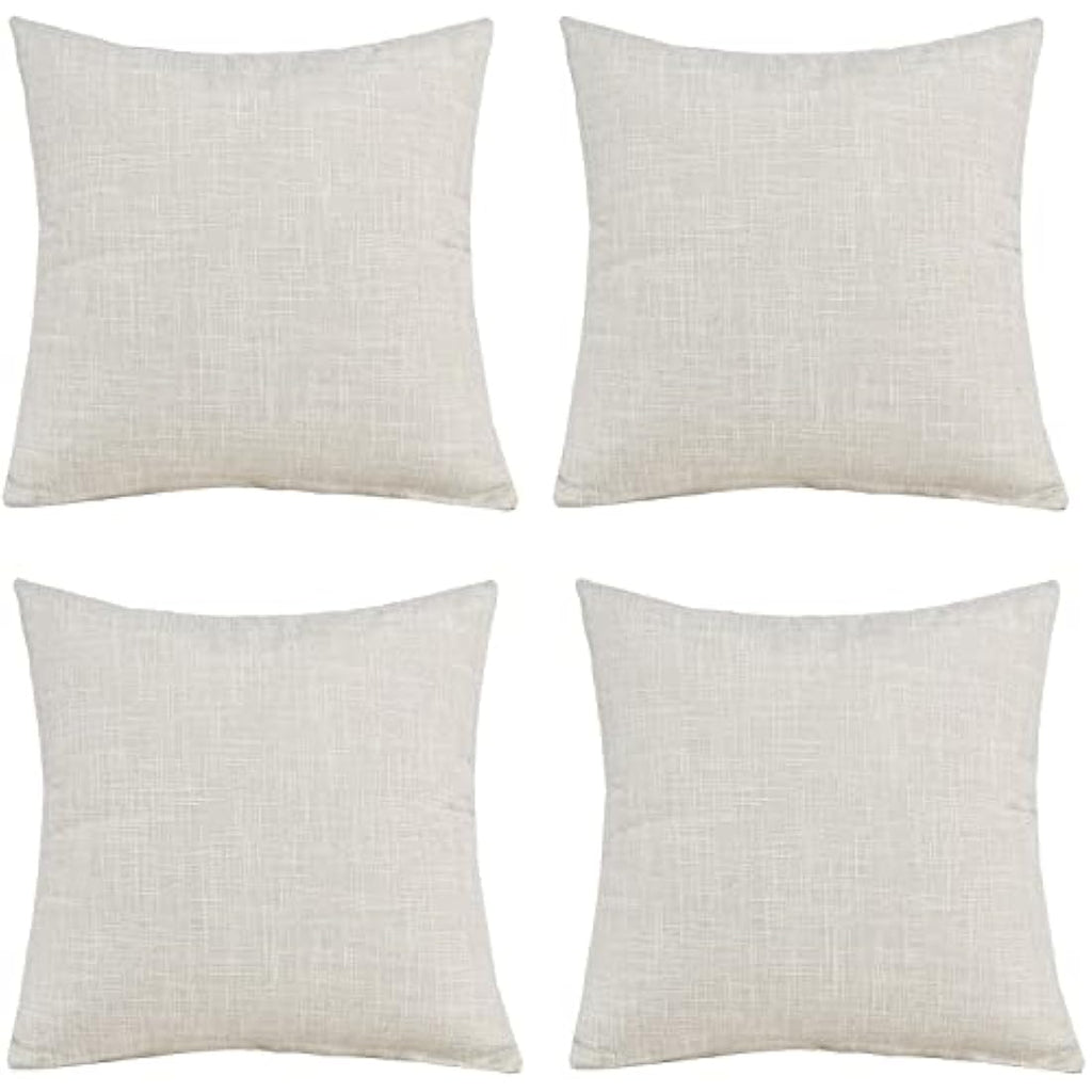 GONOVE Cotton Linen Cushion Covers 60x60cm – Set of 4 Decorative Beige