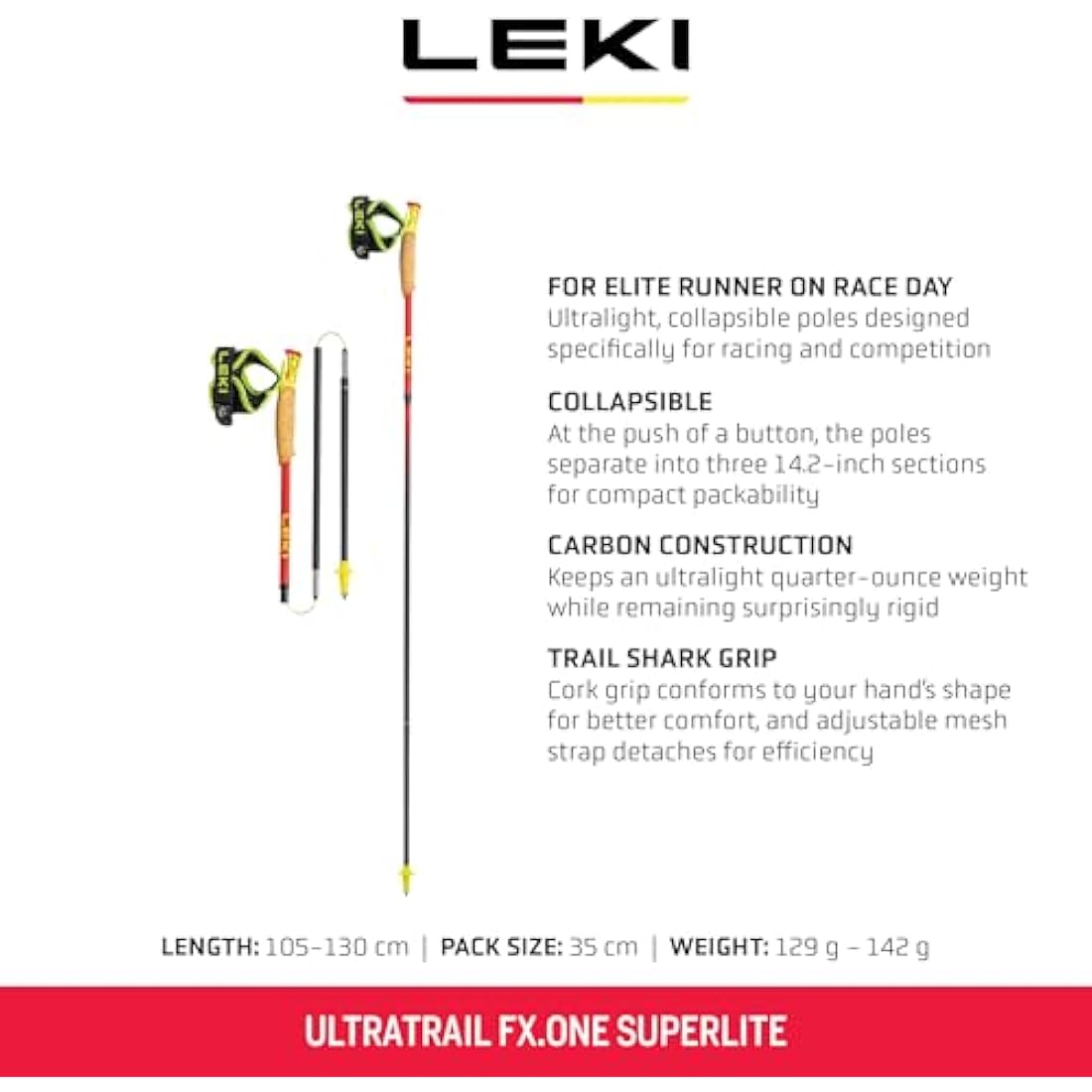 Leki Ultratrail FX.One Superlite – Foldable Carbon Trail Running Poles