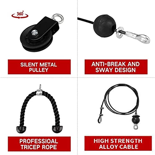 Morwealth LAT Pull Down Cable Pulley System with Tricep Rope Home Gym