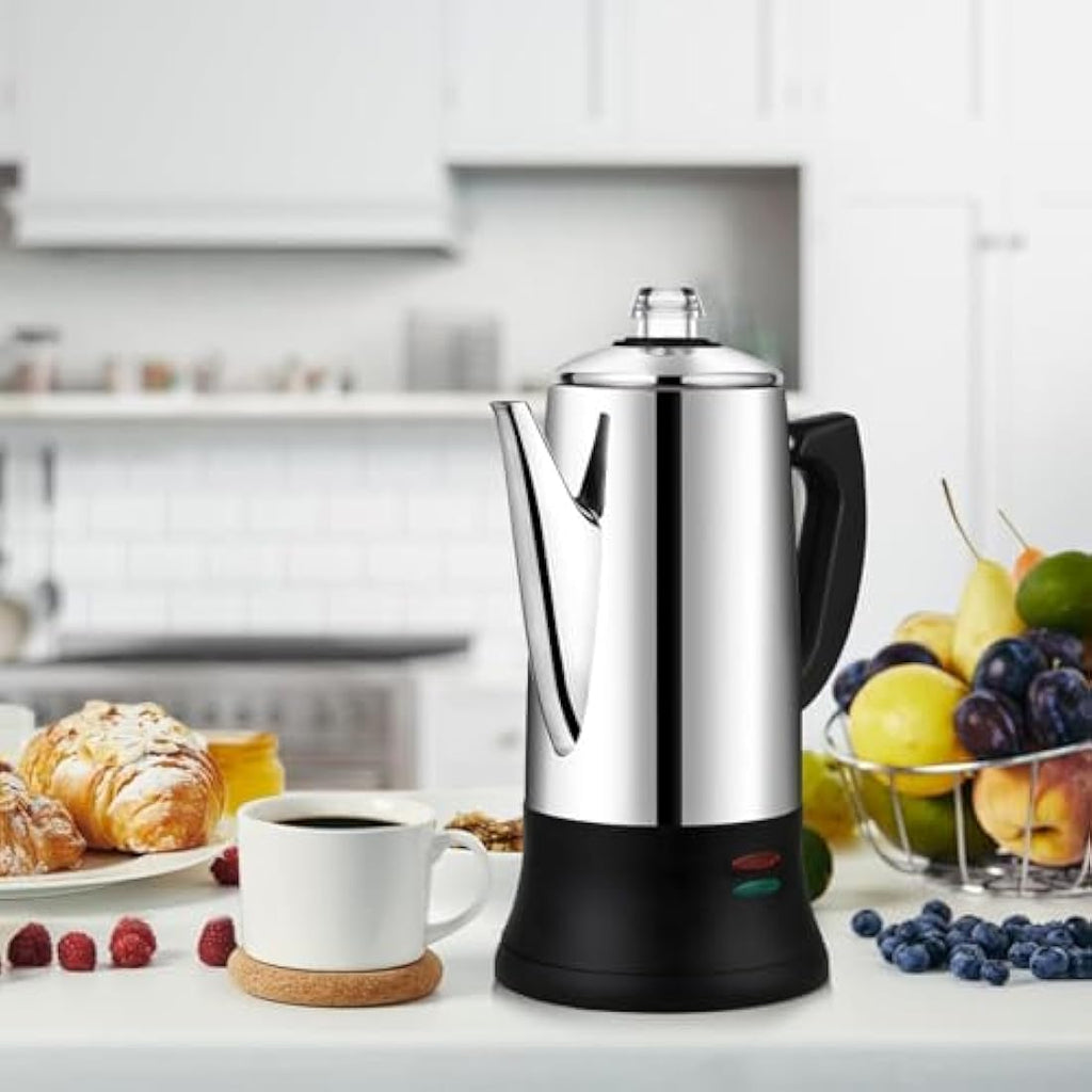 12-Cup Electric Coffee Percolator | Stainless Steel 1.2L