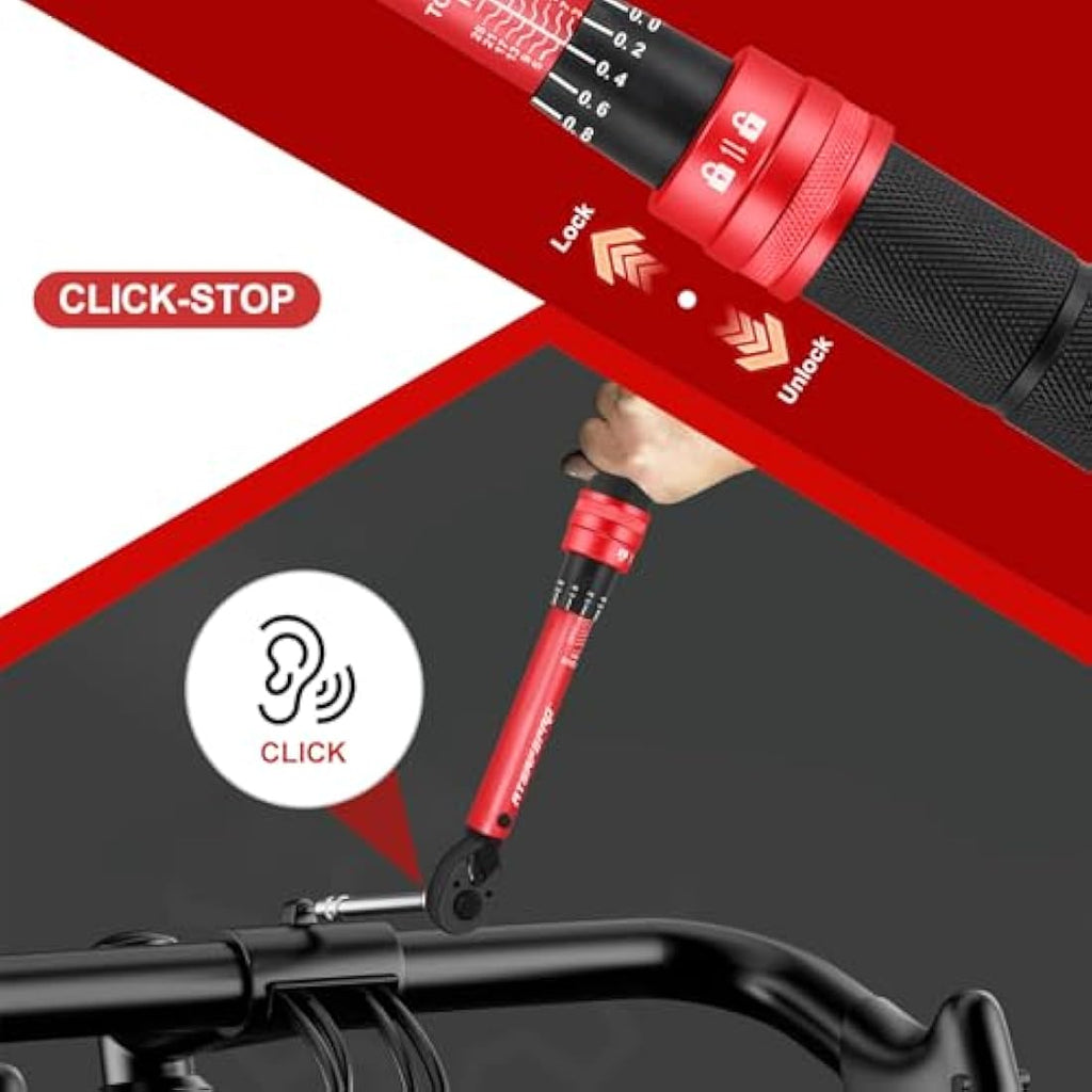 ATsafepro 1/4" Bike Torque Wrench Set | 3-25Nm High Precision Spanner