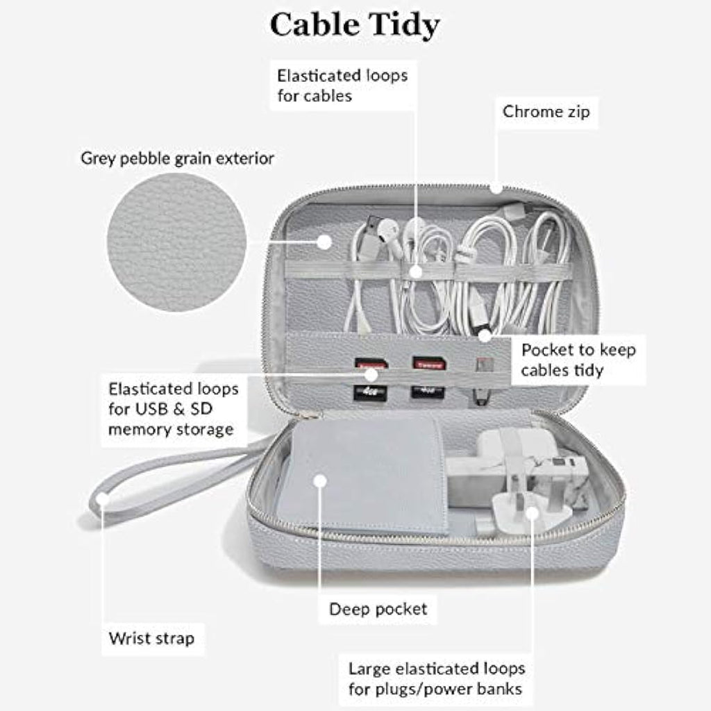 Stackers Cable Tidy Bag – Pebble Grey Travel Electronics Organizer