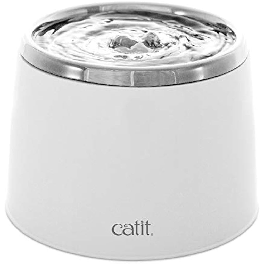 Catit Fresh and Clear Stainless Steel Cat Water Fountain – White