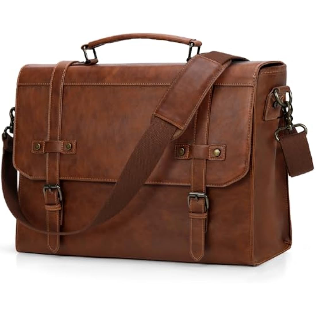 Jolof Store 17.3 Inch Leather Messenger Bag – Vintage Laptop Briefcase