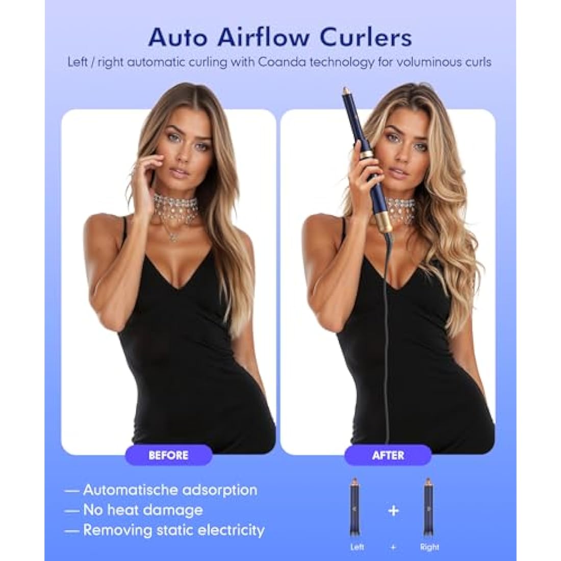 Jolof Store 4-in-1 Air Styler – 1300W Ionic Hair Curler & Dryer, Dark Blue
