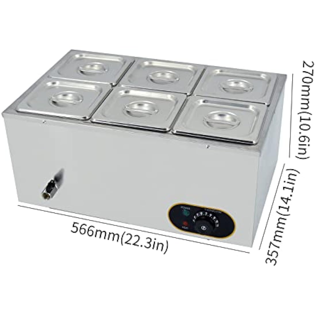 Jolof Store Commercial Bain Marie - 6 Pan Stainless Steel Food Warmer
