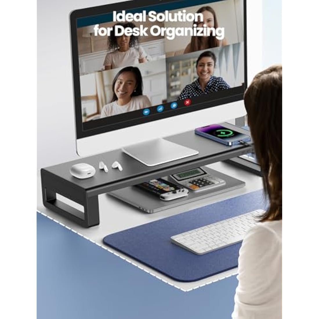 Vaydeer Aluminum Monitor Stand Riser with 4 USB 3.0 Ports – Black