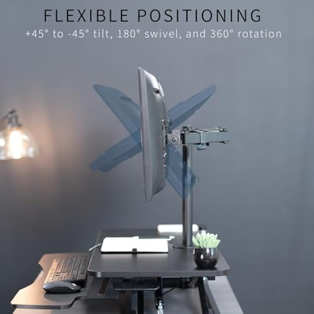 VIVO 91cm Standing Desk Converter | Dual Monitor Mount Riser - Black