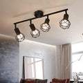 Jolof Store Industrial Black Metal 4-Light Rotatable Ceiling Spotlight