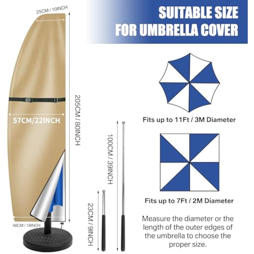 Teynewer Cantilever Parasol Cover – Waterproof Oxford Fabric, Khaki