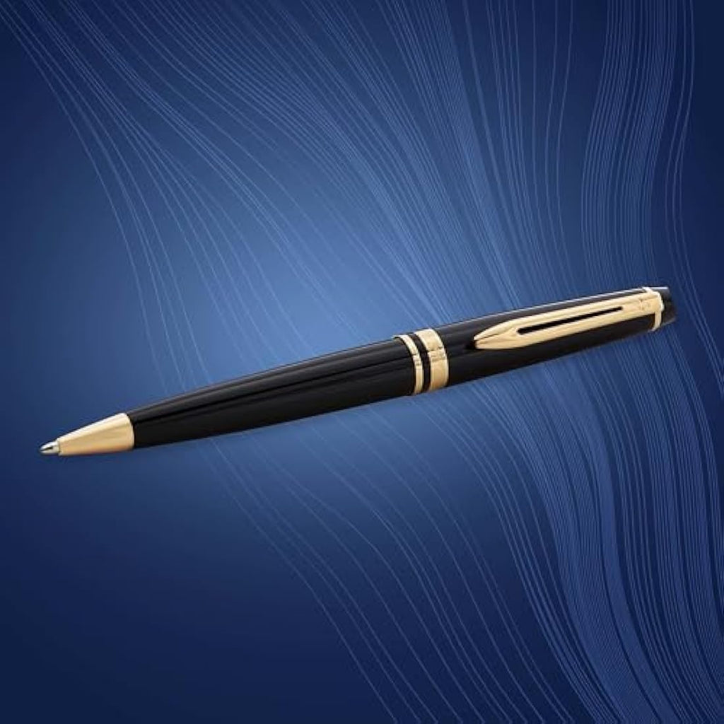 Waterman Expert Ballpoint Pen | Gloss Black & 23k Gold Trim | Medium Tip