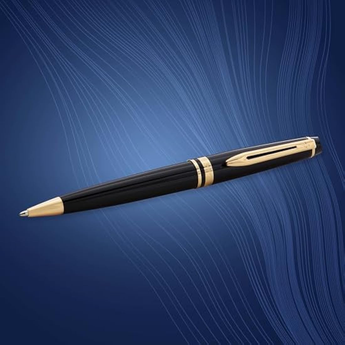 Waterman Expert Ballpoint Pen | Gloss Black & 23k Gold Trim | Medium Tip